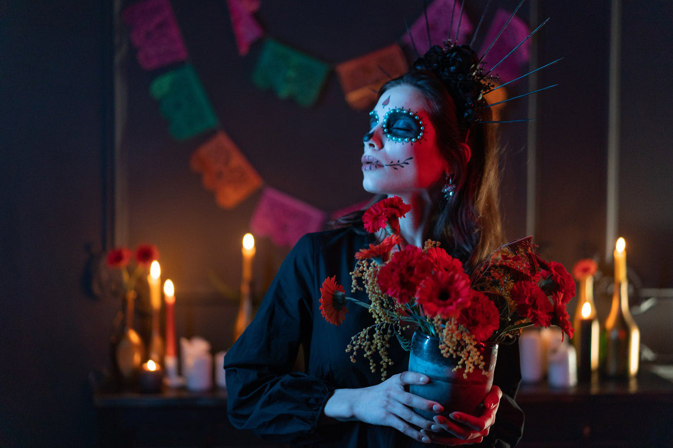 costumi ed accessori per il travestimento da dia de los muertos messicana   