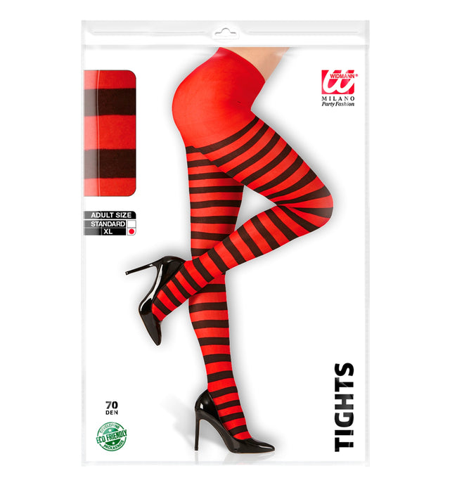 COLLANT RIGATI ROSSO/NERO 70 DENARI