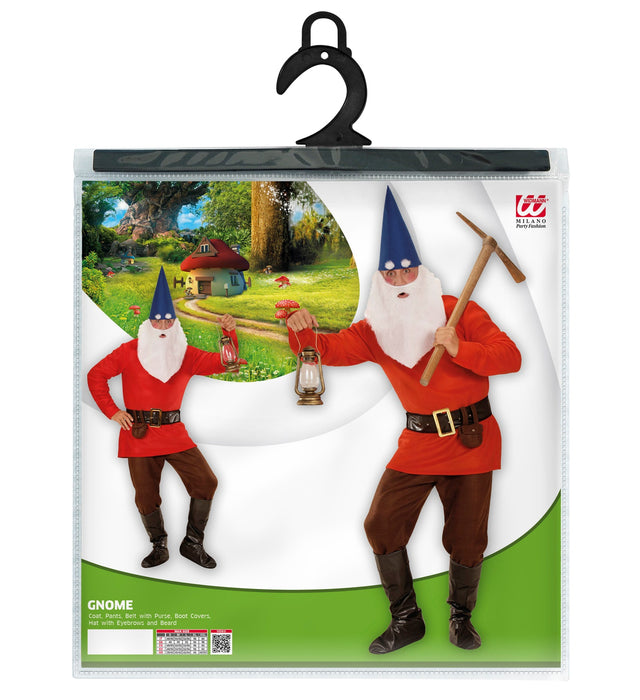 COSTUME DA GNOMO ROSSO ADULTO CAPO ELFO CARNEVALE