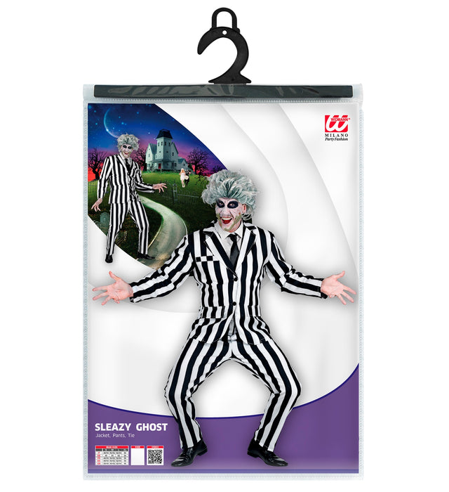 COSTUME SCHELETRO UOMO RIGATO BIANCO NERO M