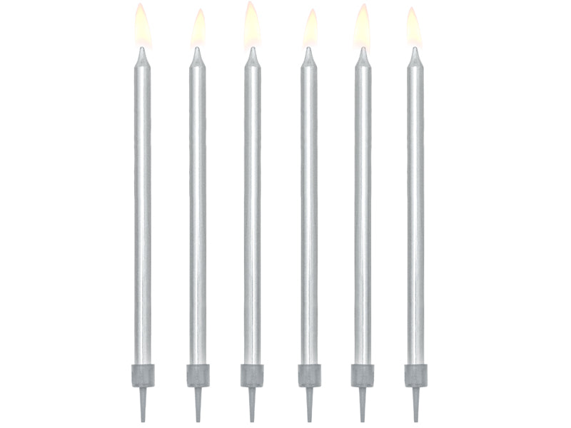 12 candeline argentate con supporto