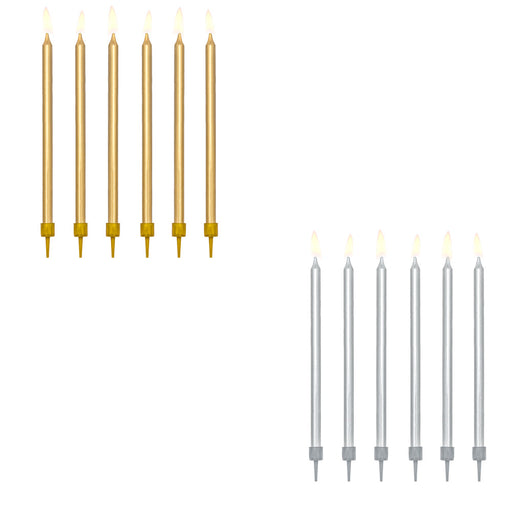 12 candeline oro argento con supporto in plastica