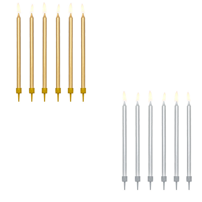 12 candeline oro argento con supporto in plastica