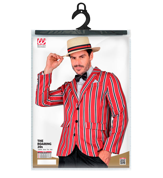 COSTUME ANNI 20 DA UOMO GIACCA RIGATA E CAPPELLO