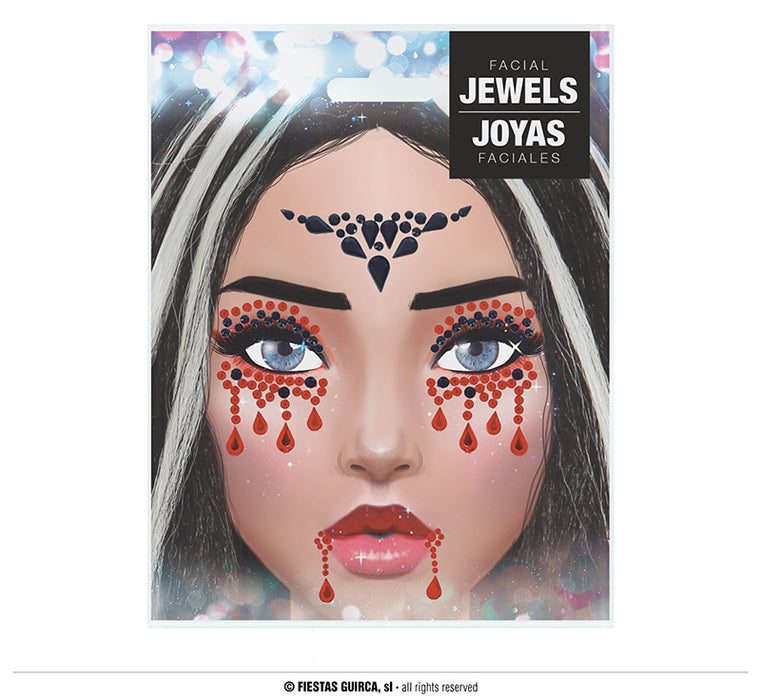 GIOIELLI ADESIVI PER VISO DA VAMPIRA DI HALLOWEEN