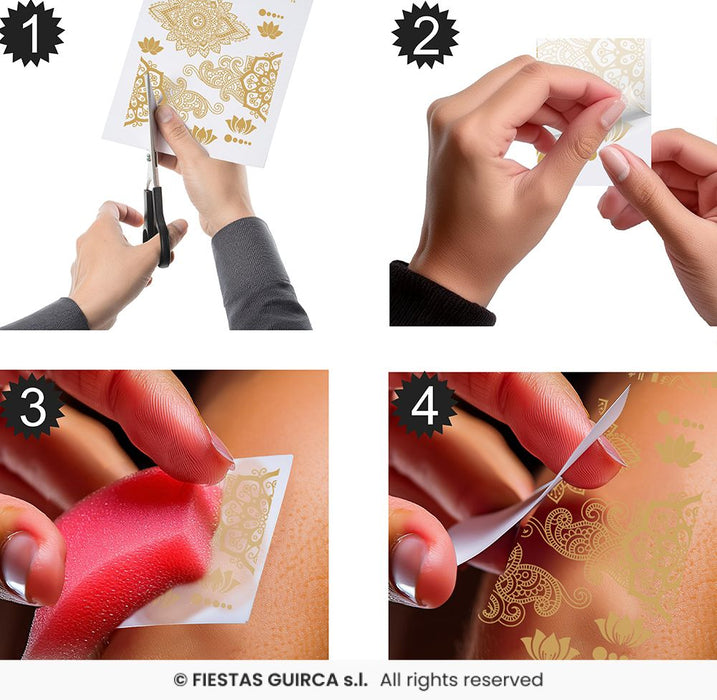 TATUAGGI ORIENTALI DORATI TEMPORANEI