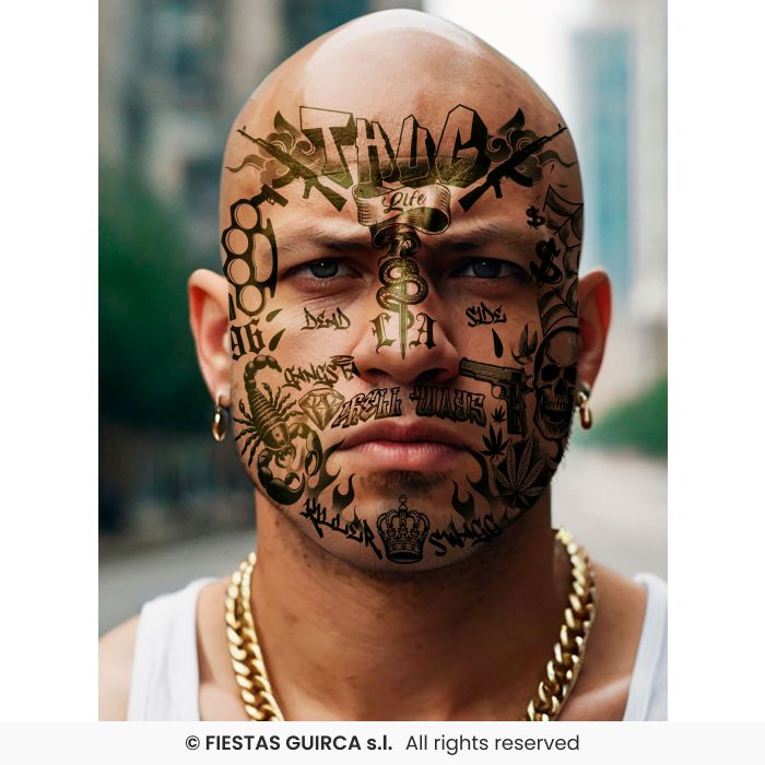 TEMPORARY TATTOO VISO CANTANTE HIP HOP O TRAPPER