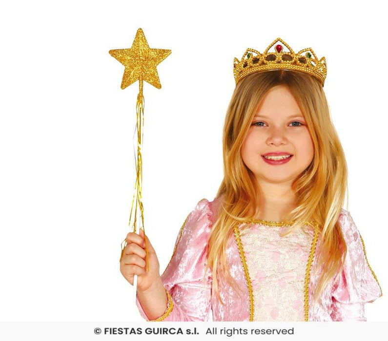 BACCHETTA FATINA CON GLITTER ORO ARGENTO CM 50