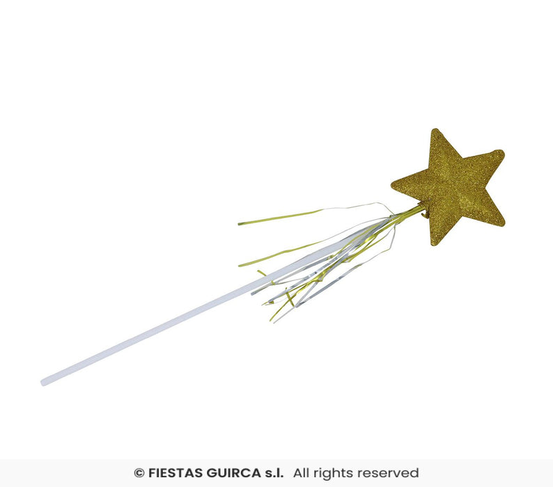 BACCHETTA FATINA CON GLITTER ORO ARGENTO CM 50