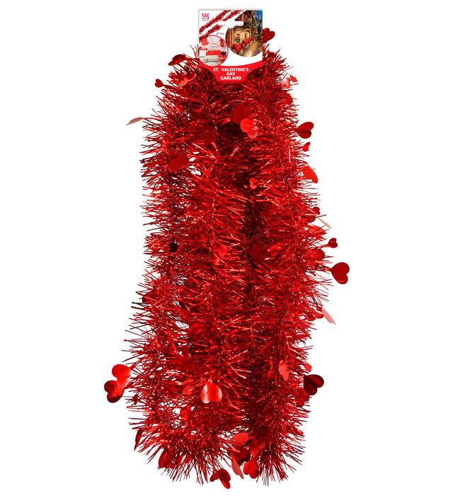 GHIRLANDA SAN VALENTINO CON CUORI E FILI LAME' ROSSI MT 3