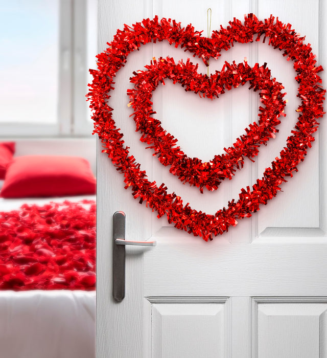 2 CUORI SAN VALENTINO IN FILI LAME' ROSSI