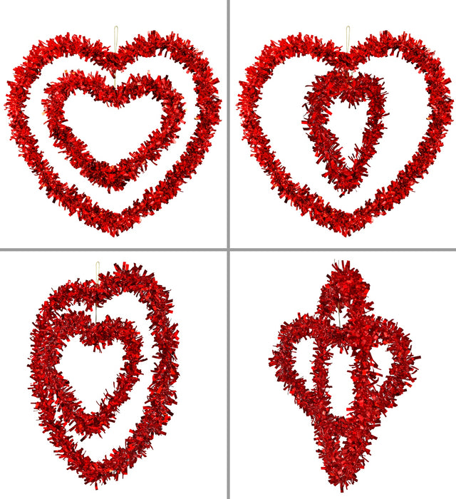 2 CUORI SAN VALENTINO IN FILI LAME' ROSSI