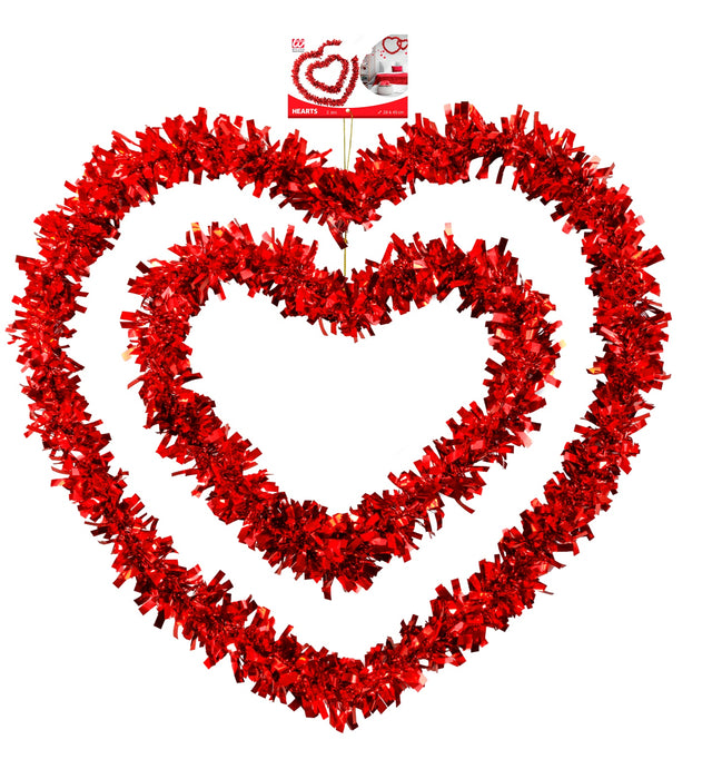2 CUORI SAN VALENTINO IN FILI LAME' ROSSI
