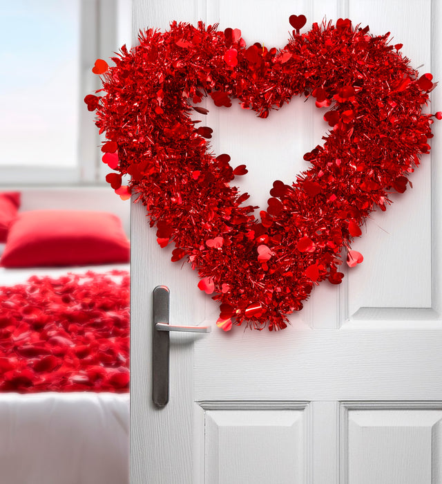 CUORE SAN VALENTINO CON FILI LAME' ROSSI CM 40