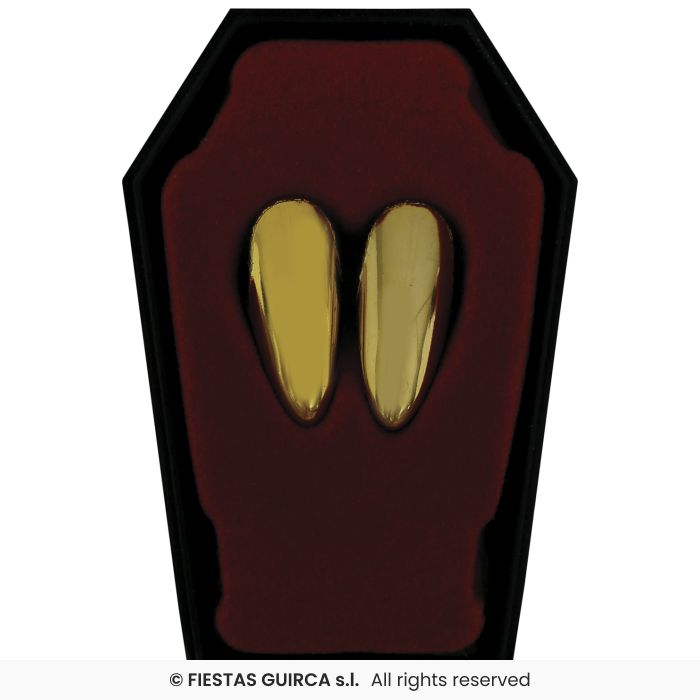 DENTI CANINI DORATI PER TRAVESTIMENTO DA VAMPIRO