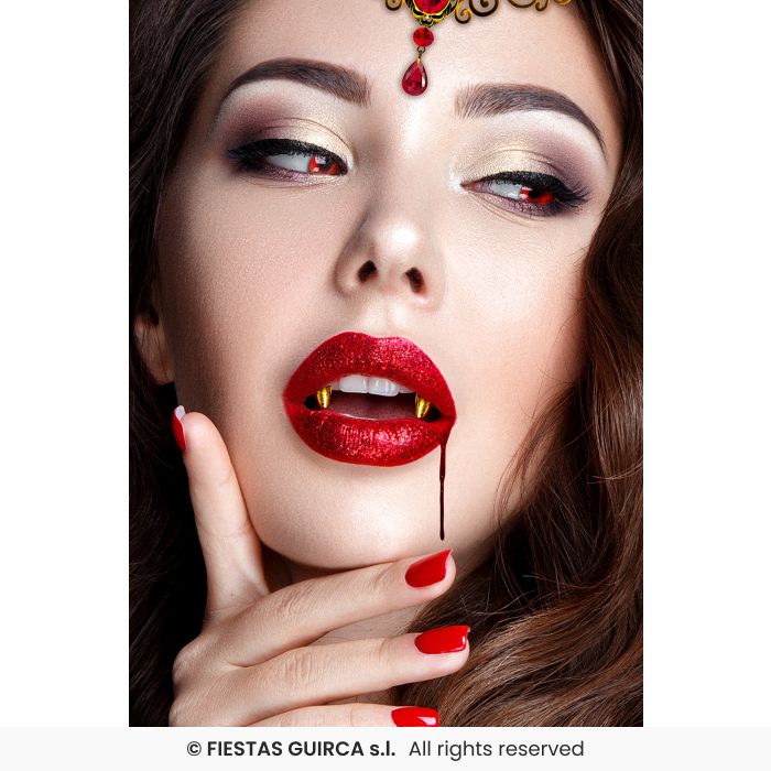 DENTI CANINI DORATI PER TRAVESTIMENTO DA VAMPIRO