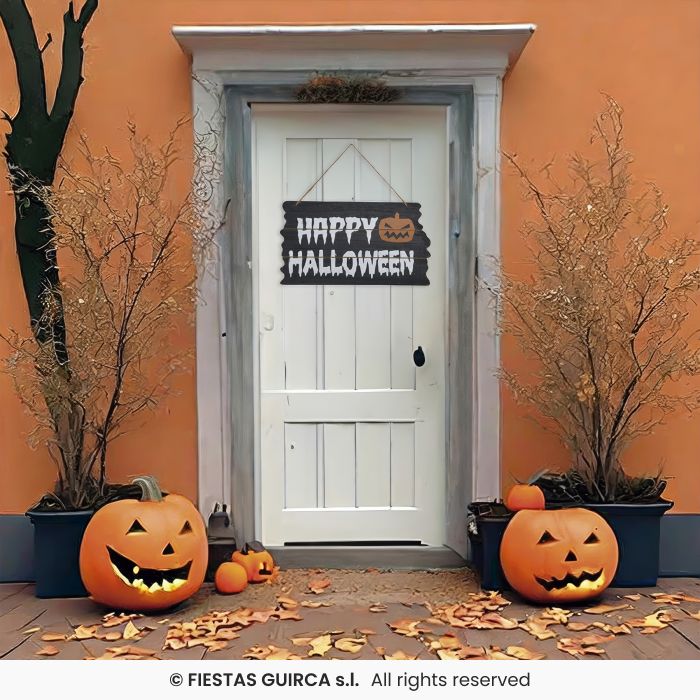 CARTELLO HAPPY HALLOWEEN 34x19 CM IN LEGNO