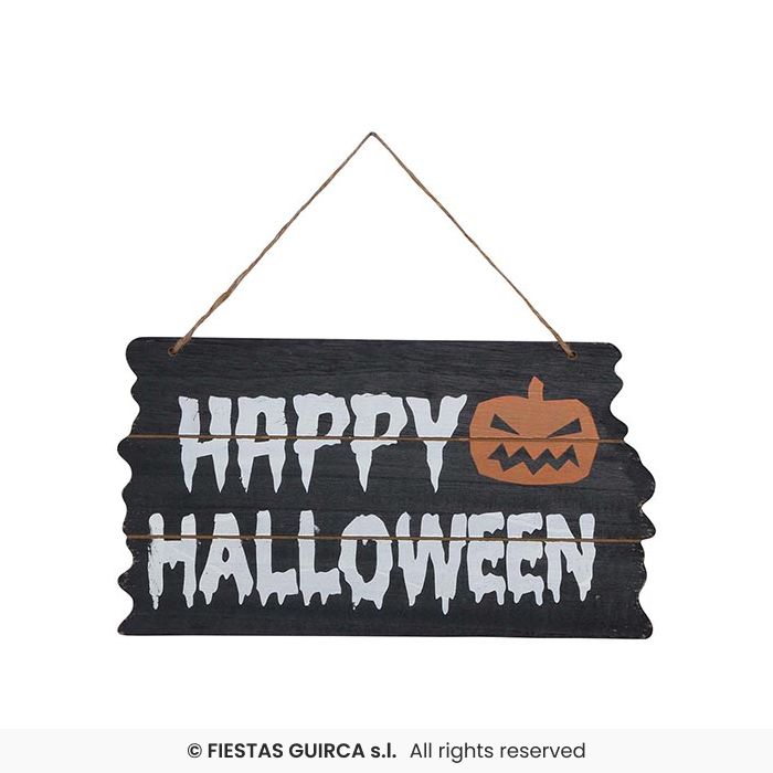 CARTELLO HAPPY HALLOWEEN 34x19 CM IN LEGNO