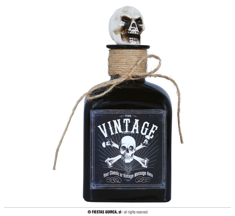 BOTTIGLIA POZIONE VELENOSA CON TAPPO IN SUGHERO E TESCHIO CM 20