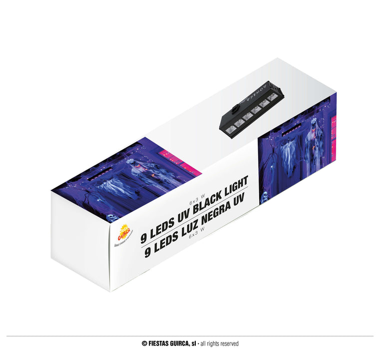 LAMPADA CON LUCI LED UV GLOW IN THE DARK 9 O 6 LED
