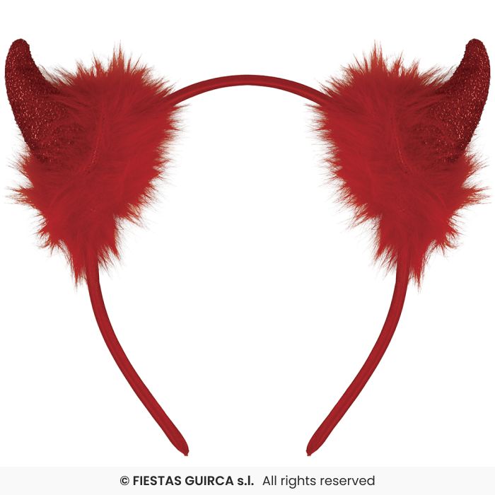 CERCHIETTO CORNA DIAVOLESSA CON MARABOU ROSSO