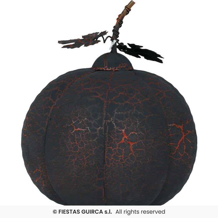 ZUCCA LUMINOSA IN METALLO COLORE NERO CON FOGLIE ARANCIONI
