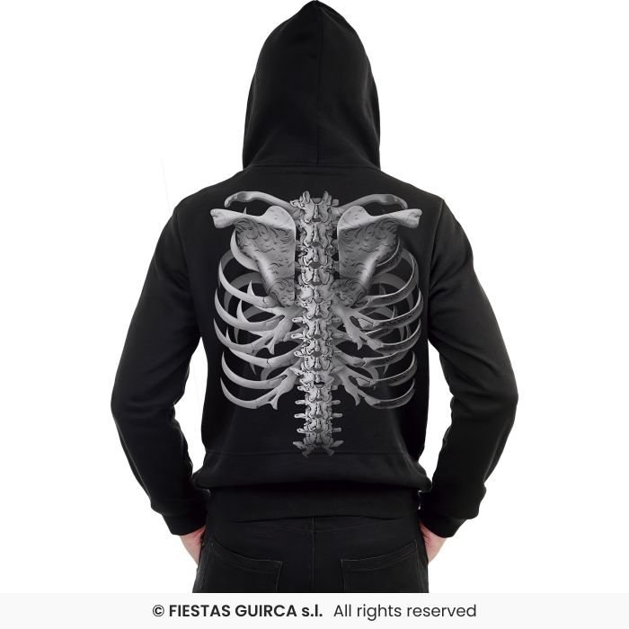 FELPA SCHELETRO CON MASCHERA E CAPPUCCIO