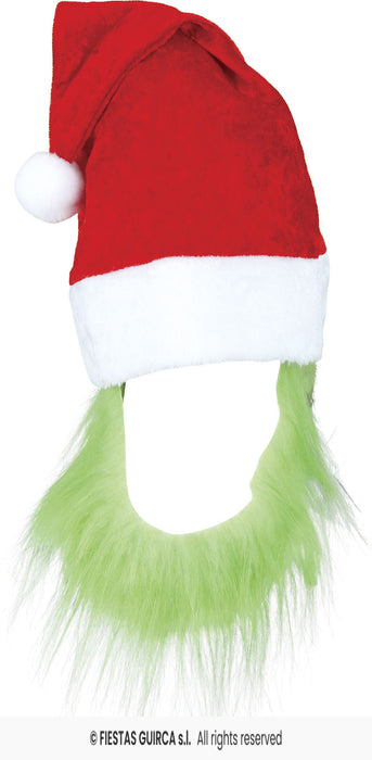 CAPPELLO BABBO NATALE CON BARBA VERDE