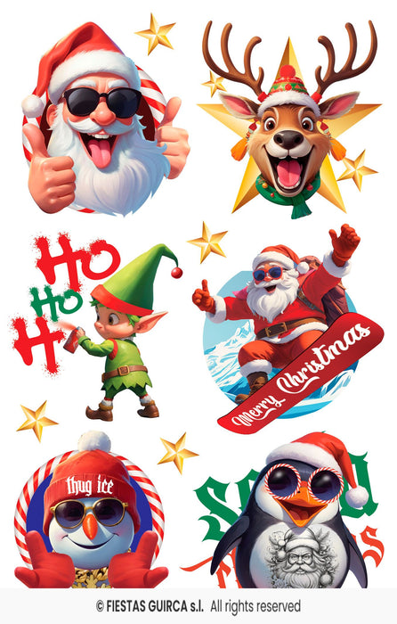 TATUAGGI NATALIZI CON BABBO NATALE RENNA ED ELFI