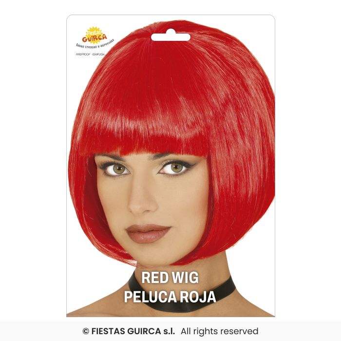 PARRUCCA CASCHETTO ROSSA REGINA DELLA DISCO ANNI '80