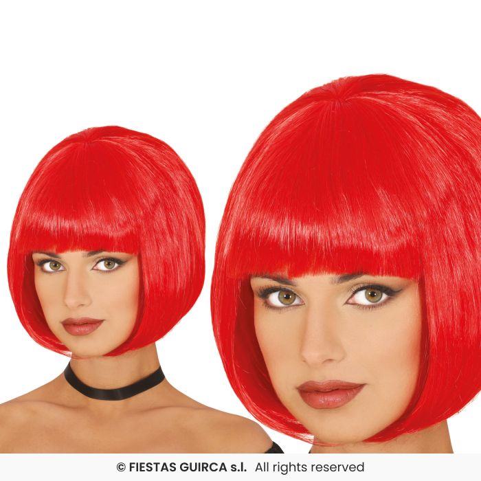 PARRUCCA CASCHETTO ROSSA REGINA DELLA DISCO ANNI '80