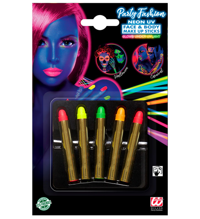 5 MATITE COLORATE PER TRUCCO FLUORESCENTE