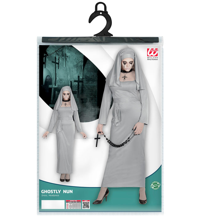 COSTUME DA SUORA SPETTRALE IN GRIGIO CON VELO