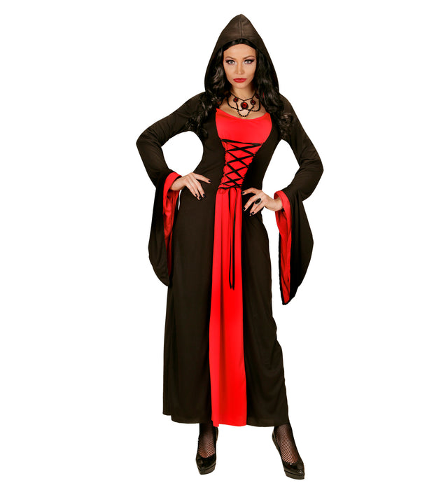 COSTUME DAMA GOTICA LUNGO ROSSO E NERO