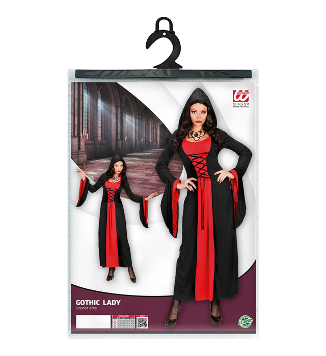 COSTUME DAMA GOTICA LUNGO ROSSO E NERO