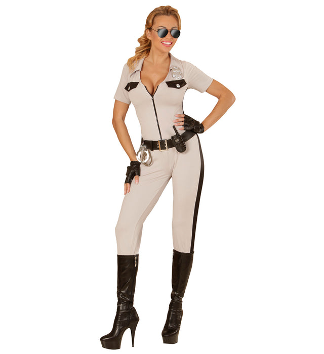 COSTUME SEXY POLIZIOTTA MOTOCICLISTA MARRONE CARNEVALE