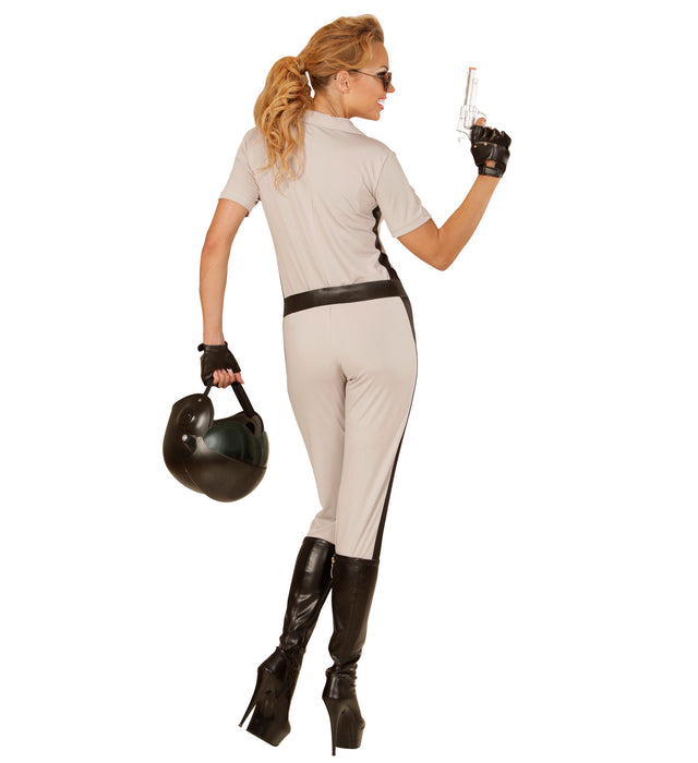 COSTUME SEXY POLIZIOTTA MOTOCICLISTA MARRONE CARNEVALE