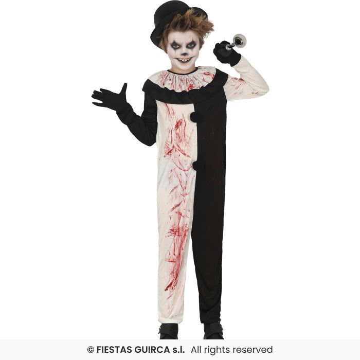 COSTUME KILLER CLOWN BIANCO E NERO RAGAZZINO