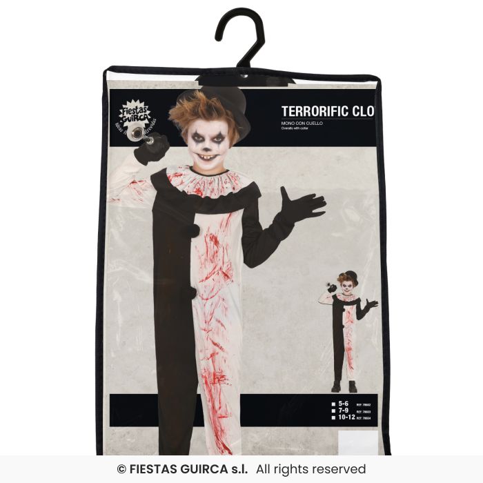 COSTUME KILLER CLOWN BIANCO E NERO RAGAZZINO