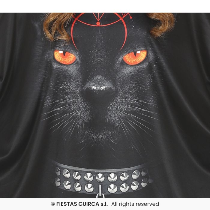 COSTUME PONCHO NERO CON DISEGNO GATTO