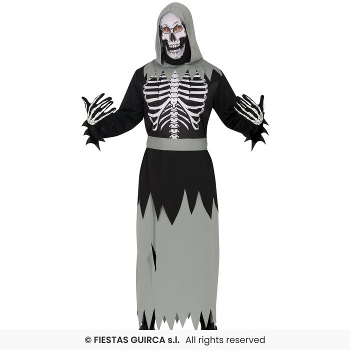 COSTUME SCHELETRO CON MASCHERA E CAPPUCCIO