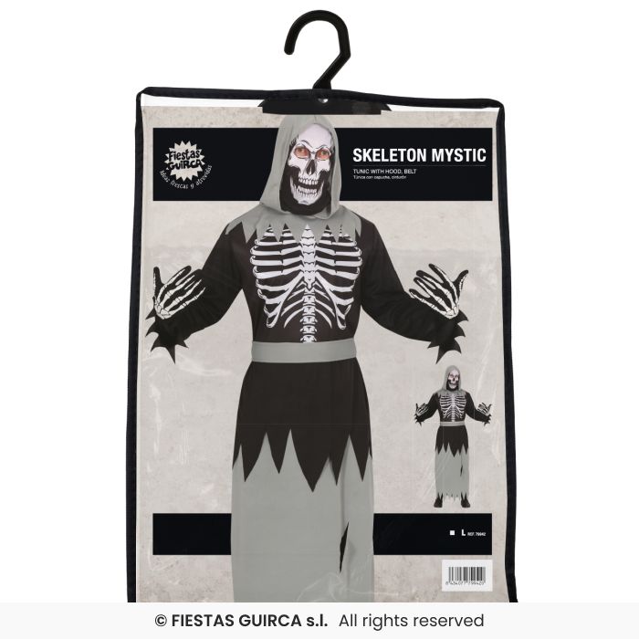 COSTUME SCHELETRO CON MASCHERA E CAPPUCCIO