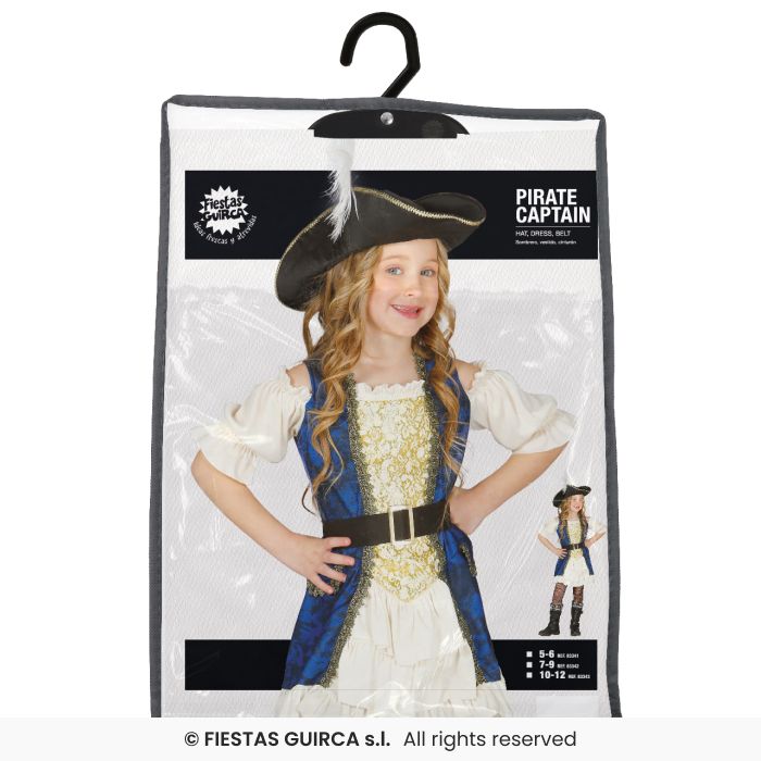 COSTUME CORSARA PIRATESSA BLU BAMBINA