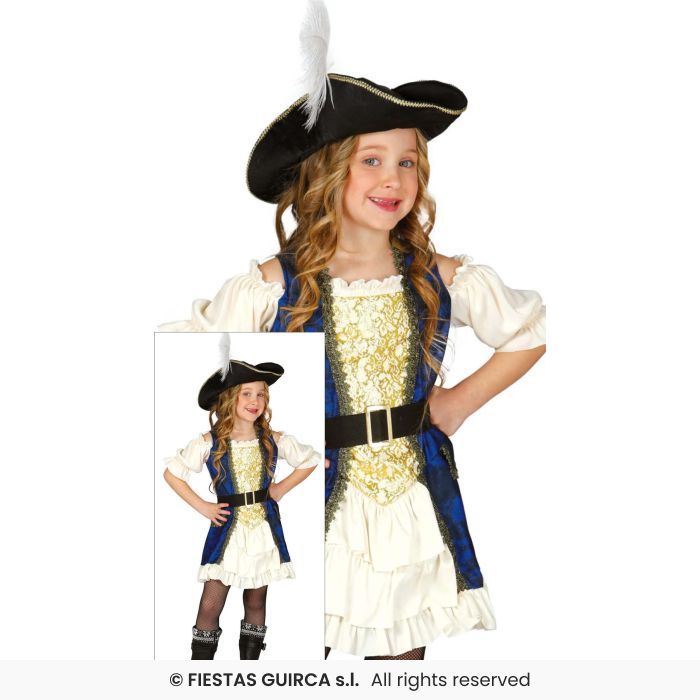 COSTUME CORSARA PIRATESSA BLU BAMBINA