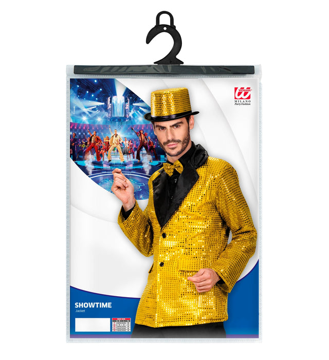 Giacca Uomo Con Paillette Oro - Sakko In Raso Lucido Per Feste E Matrimoni | Vestibilità Regular - Foto 7