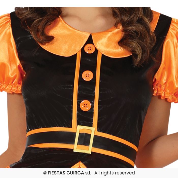 COSTUME DONNA STREGA ARANCIO/NERA DI HALLOWEEN