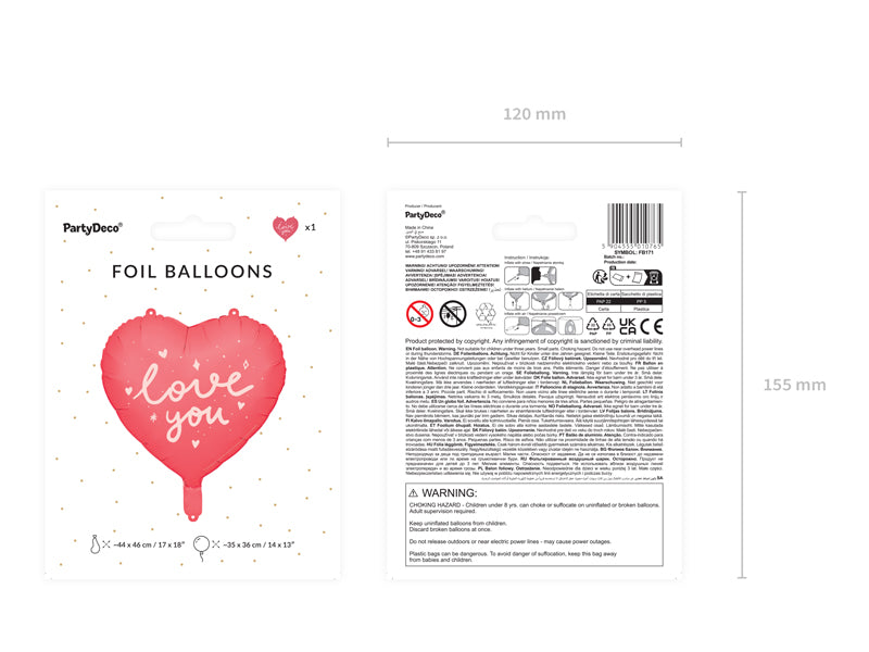 PALLONCINO CUORE ROSSO LOVE YOU IN MYLAR