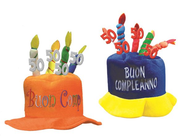 CAPPELLO COMPLEANNO TORTA CON CANDELINE