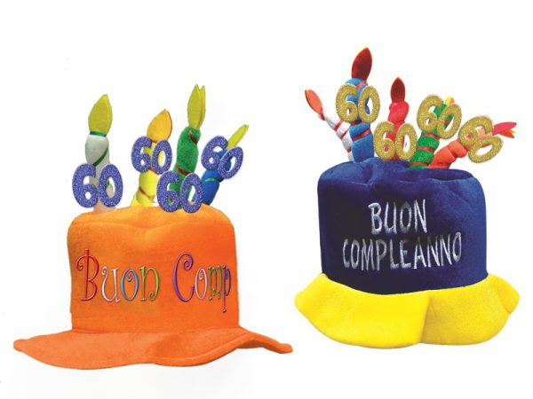 CAPPELLO COMPLEANNO TORTA CON CANDELINE