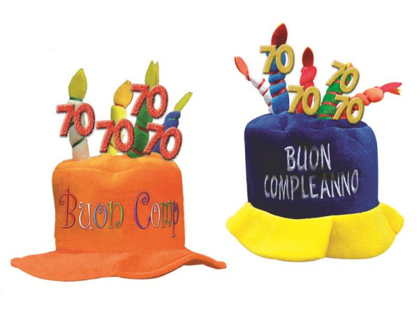 CAPPELLO COMPLEANNO TORTA CON CANDELINE